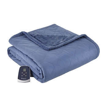 Micro Flannel Indigo Flannel Velvet Heated Washable Midweight Electric Throws