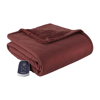 Micro Flannel Merlot Flannel Velvet Heated Washable Midweight Electric Throws