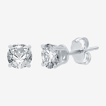 Deluxe Collection 1 CT. T.W. Genuine White Diamond 14K White Gold 5.2mm Stud Earrings