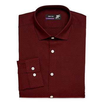 JF J.Ferrar Slim Ultra Comfort Mens Point Collar Long Sleeve Easy Care Stretch Fabric Dress Shirt