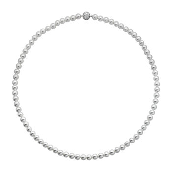 Womens Simulated White Simulated Pearl Sterling Silver Pendant Necklace
