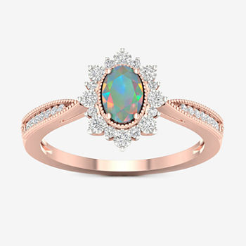 Womens 1/10 CT. T.W. Genuine Multi Color Opal 10K Gold Cocktail Ring