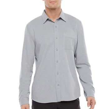 Stylus Knit Athletic Mens Regular Fit Long Sleeve Button-Down Shirt
