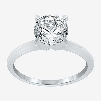 Ever Star Womens 2 CT. T.W. Lab Grown White Diamond 14K White Gold Round Solitaire Engagement Ring