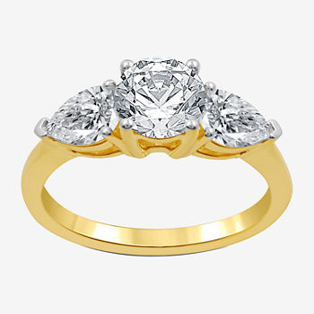 Signature By Modern Bride Womens 2 1/4 CT. T.W. Lab Grown White Diamond 14K Gold Round 3-Stone Engagement Ring