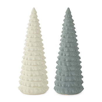 North Pole Trading Co. Woodland Retreat 10" Ceramic Sanded Christmas Tabletop Tree Collection