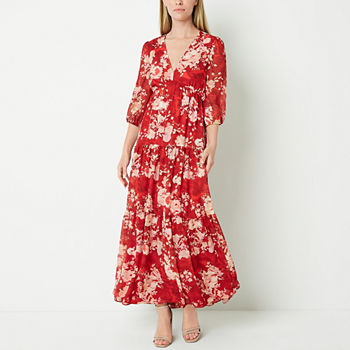 Melonie T 3/4 Sleeve Floral Maxi Dress