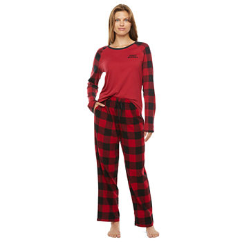 North Pole Trading Co. Red Buffalo Womens Long Sleeve 2-pc. Pant Pajama Set