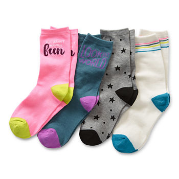 Thereabouts Little & Big Girls 4 Pair Crew Socks