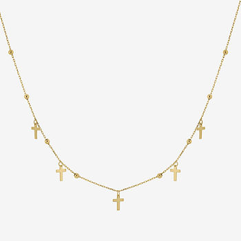 Made in Italy Womens 14K Gold Cross Pendant Necklace