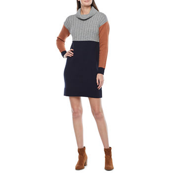 Melonie T Long Sleeve Colorblock Sweater Dress