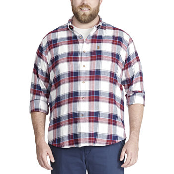 IZOD Big and Tall Mens Long Sleeve Stretch Fabric Classic Fit Flannel Shirt