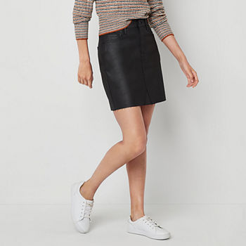 a.n.a Womens High Rise Coated Denim Mini Skirt