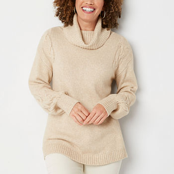 St. John's Bay Womens Cowl Neck Long Sleeve Pullover Sweater