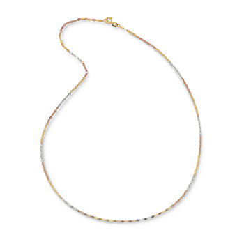 Tri-Color 14K Gold Diamond-Cut 18" 3.9mm Link Chain Necklace