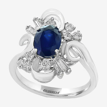 LIMITED QUANTITIES! Effy Final Call Womens Genuine Blue Sapphire & 1/2 CT. T.W. Genuine Diamond 14K White Gold Cocktail Ring