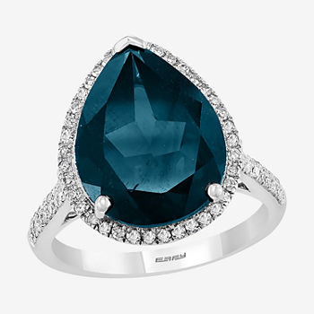 LIMITED QUANTITIES! Effy Final Call Womens 1/3 CT. T.W. Genuine Diamond & Genuine Blue Topaz 14K White Gold Cocktail Ring