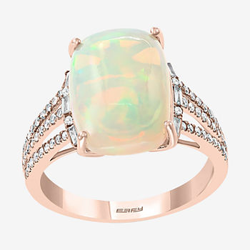LIMITED QUANTITIES! Effy Final Call Womens 1/4 CT. T.W. Genuine Diamond & Genuine White Opal 14K Rose Gold Cocktail Ring