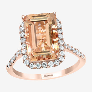 LIMITED QUANTITIES! Effy Final Call Womens Genuine Champagne Morganite & 1/2 CT. T.W. Genuine Diamond 14K Gold Cocktail Ring