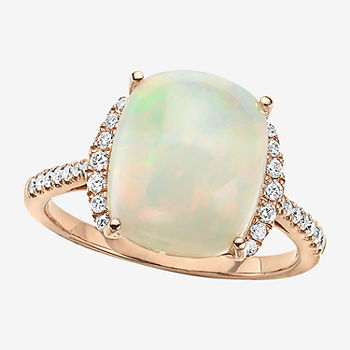 LIMITED QUANTITIES! Effy Final Call Womens Genuine White Opal & 1/5 CT. T.W.  Genuine Diamond 14K Rose Gold Cocktail Ring