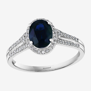 LIMITED QUANTITIES! Effy Final Call Womens Genuine Blue Sapphire &  1/4 CT. T.W Genuine Diamond 14K White Gold Cocktail Ring