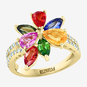 LIMITED QUANTITIES! Effy Final Call Womens Genuine Multi Color Stone 14K Gold Cocktail Ring
