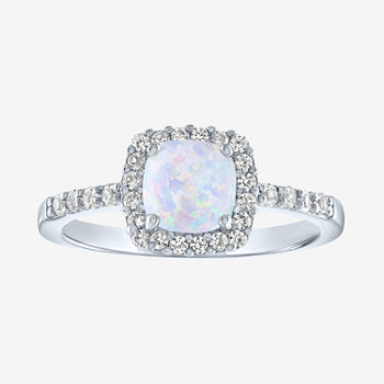 Limited Time Special! Womens Lab Created Opal Sterling Silver Cocktail Ring