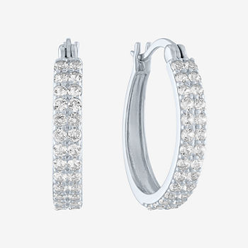 Limited Time Special! Lab Created White Sapphire Sterling Silver 18mm Hoop Earrings