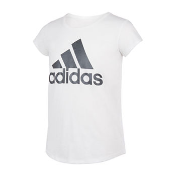 adidas Big Girls Plus Round Neck Short Sleeve Graphic T-Shirt