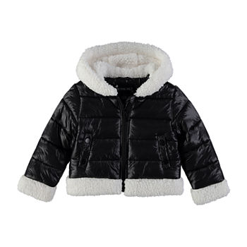 S Rothschild Toddler Girls Hooded Lined Faux Fur Trim Heavyweight Puffer Jacket