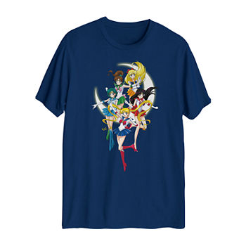 Sailor Moon Mens Crew Neck Short Sleeve Regular Fit Anime Graphic T-Shirt