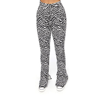 Forever 21 Juniors Womens High Rise Bootcut Zebra Print Pull-On Pants