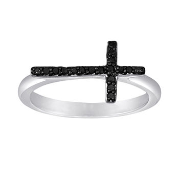 1/10 CT. T.W. Color-Enhanced Black Diamond Mini Sideways Cross Ring
