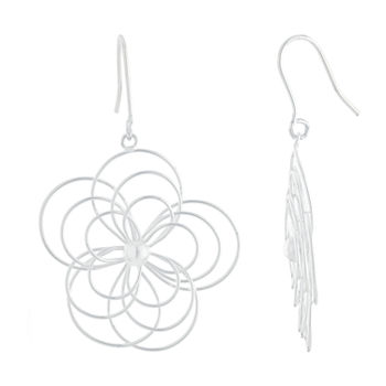 Silver Reflections Wire Flower Silver-Plated Drop Earrings