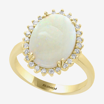 LIMITED QUANTITIES! Effy Final Call Womens 1/4 CT. T.W. Genuine Diamond & Genuine White Opal 14K Gold Cocktail Ring