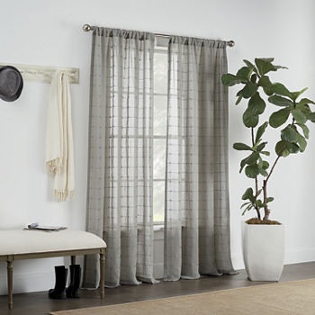 Linden Street Sycamore Embroidered Sheer Rod Pocket Curtain Panel