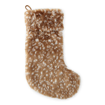 North Pole Trading Co. 20" Fawn Fur Christmas Stocking
