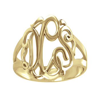 Personalized 14K Gold Over Sterling Silver Monogram Ring