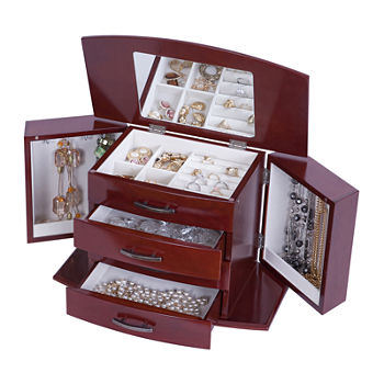 Mele & Co. Dark Burlwood Walnut-Finish Jewelry Box