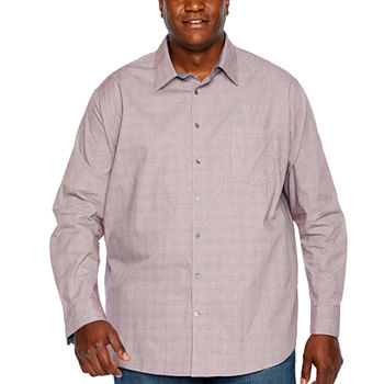 Claiborne Big and Tall Mens Regular Fit Long Sleeve Checked Button-Down Shirt