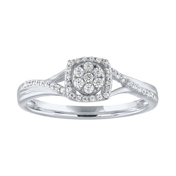 Promise My Love Womens 1/5 CT. T.W. Genuine White Diamond Sterling Silver Promise Ring