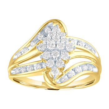 Womens 1/2 CT. T.W. Lab Grown White Diamond 14K Gold Over Silver Cocktail Ring