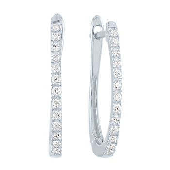 1/4 CT. T.W. Lab Grown White Diamond Sterling Silver 22.4mm Hoop Earrings