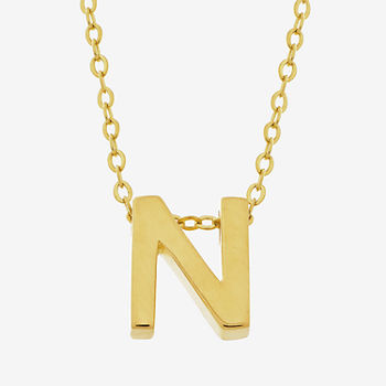 18K Gold Plated Sterling Silver Initial "N" Necklace 18"