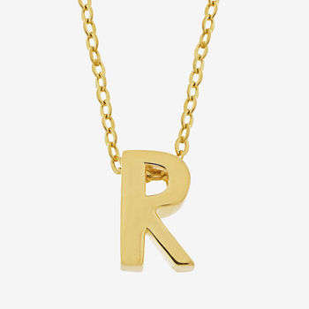 18K Gold Plated Sterling Silver Initial "R" Necklace 18"