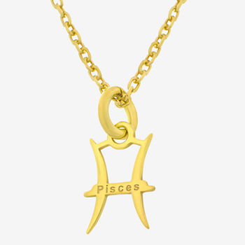 18K Gold Plated Sterling Silver "Pisces" Zodiac Symbol Pendant 16+2"