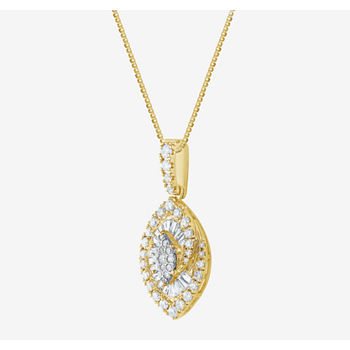 Diamond Blossom Womens 1 CT. T.W. Genuine White Diamond 10K Gold Marquise Pendant Necklace