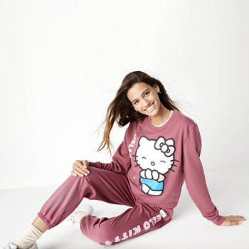 Juniors Womens Crew Neck Long Sleeve Hello Kitty Sweatshirt