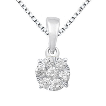 Diamond Blossom Womens 1/4 CT. T.W. Genuine White Diamond 10K Gold Round Pendant Necklace