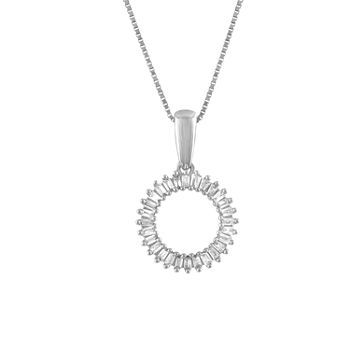 Womens 1/8 CT. T.W. Genuine White Diamond 10K Gold Circle Pendant Necklace